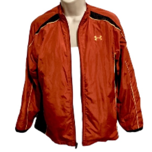 UNDER ARMOUR Windbreaker Jacket Orange Gray Yellow Gold Kids Youth Large - Picture 2 of 16